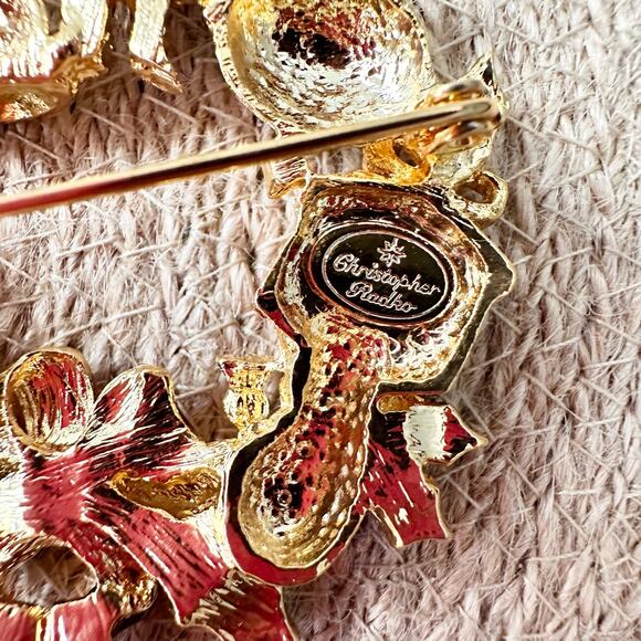 Christopher Radko X Shiny Bright Holiday Christmas Scene Wreath Brooch Pin NIB - Picture 7 of 7